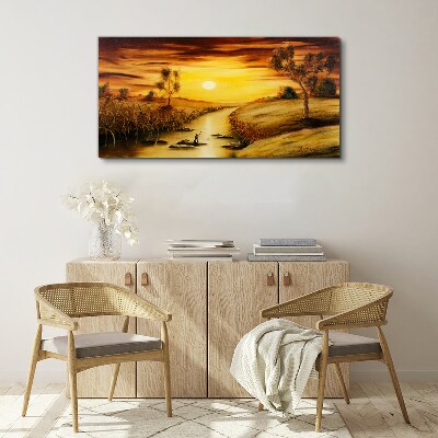 Golden hour on the river Print on canvas