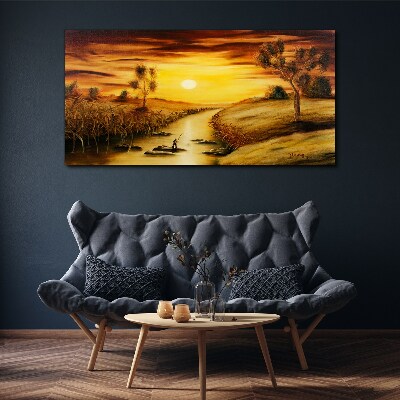 Golden hour on the river Print on canvas