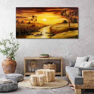 Golden hour on the river Print on canvas