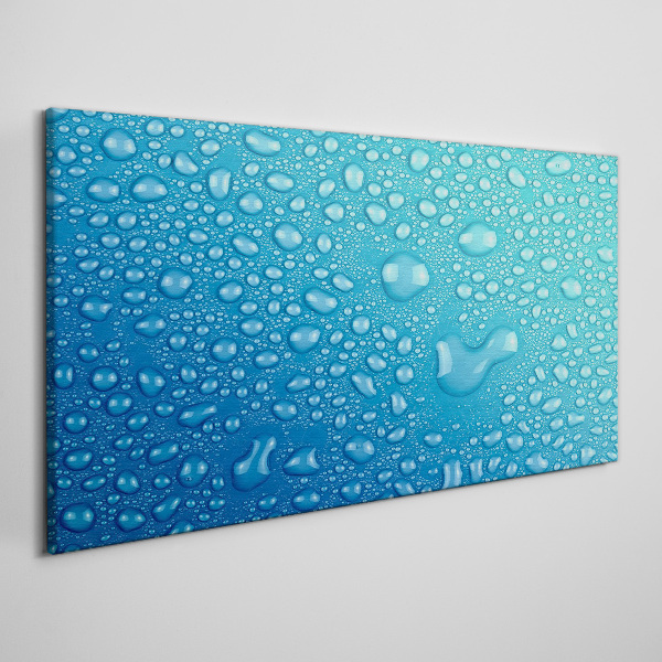 Water drops on a blue background Canvas wall art
