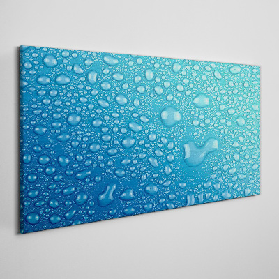 Water drops on a blue background Canvas wall art