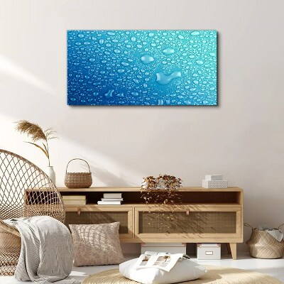 Water drops on a blue background Canvas wall art