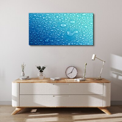 Water drops on a blue background Canvas wall art