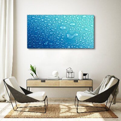 Water drops on a blue background Canvas wall art