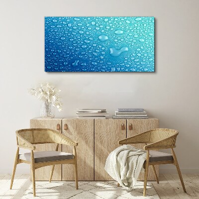 Water drops on a blue background Canvas wall art