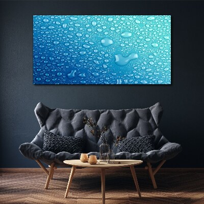 Water drops on a blue background Canvas wall art