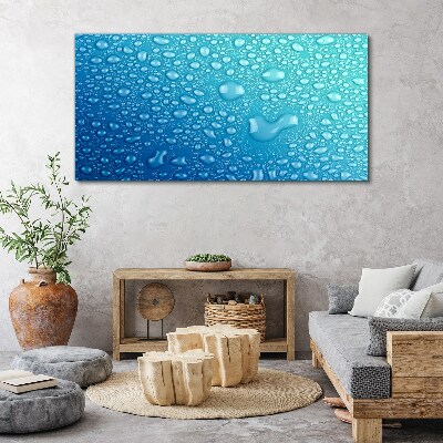 Water drops on a blue background Canvas wall art