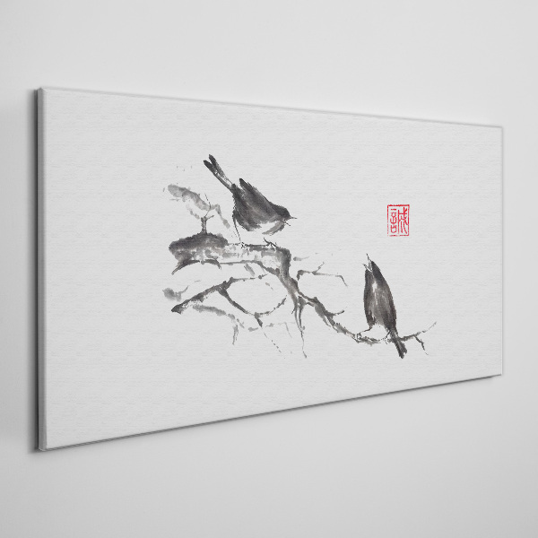 Birds on a branch Print on canvas