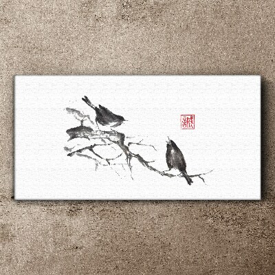 Birds on a branch Print on canvas