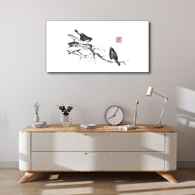 Birds on a branch Print on canvas