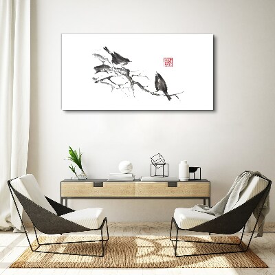 Birds on a branch Print on canvas