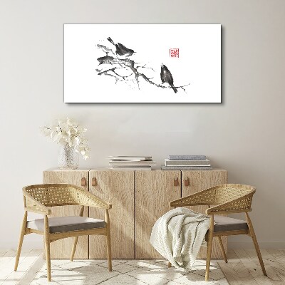 Birds on a branch Print on canvas