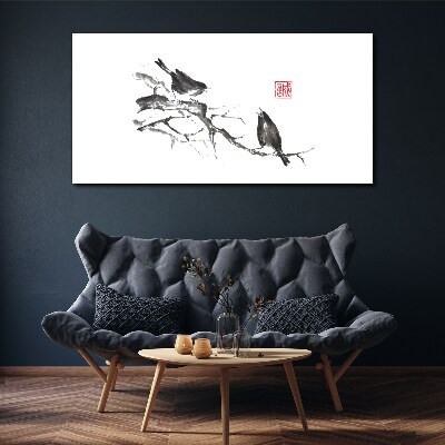 Birds on a branch Print on canvas