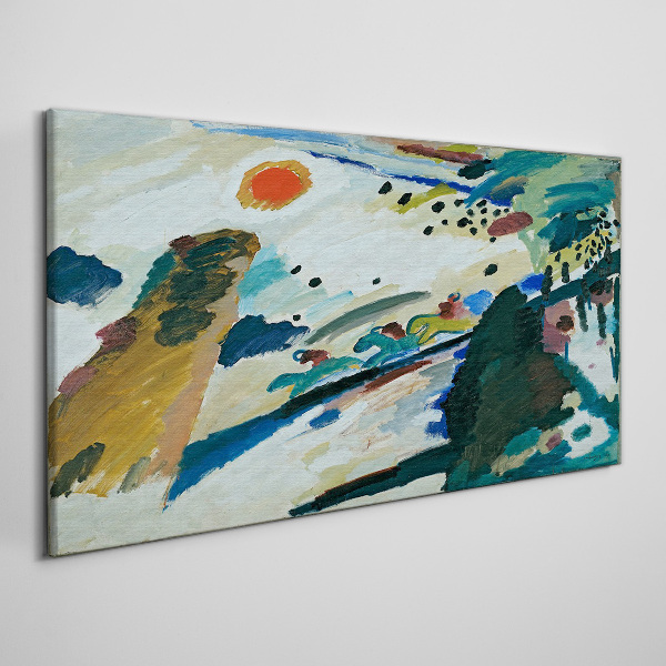 Abstract landscape with sun Print on canvas