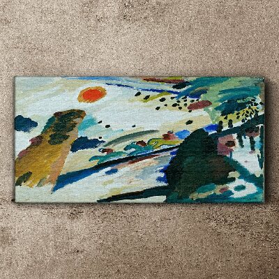 Abstract landscape with sun Print on canvas