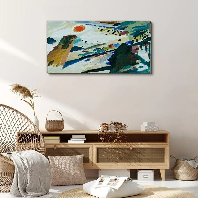 Abstract landscape with sun Print on canvas