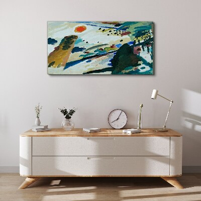 Abstract landscape with sun Print on canvas