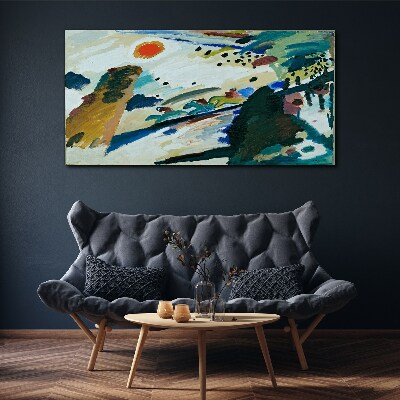 Abstract landscape with sun Print on canvas