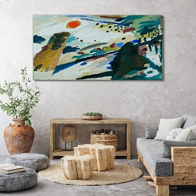 Abstract landscape with sun Print on canvas