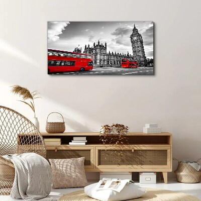 Red bus in London Canvas wall art