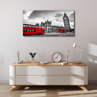 Red bus in London Canvas wall art