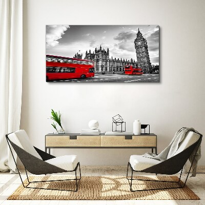Red bus in London Canvas wall art