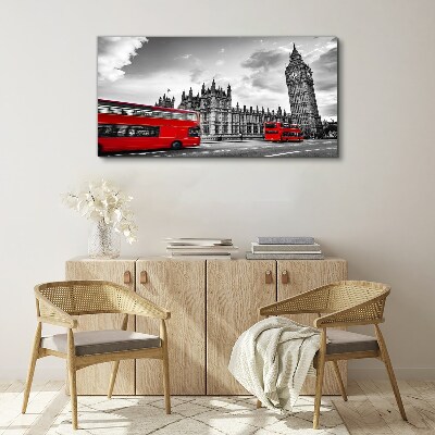 Red bus in London Canvas wall art