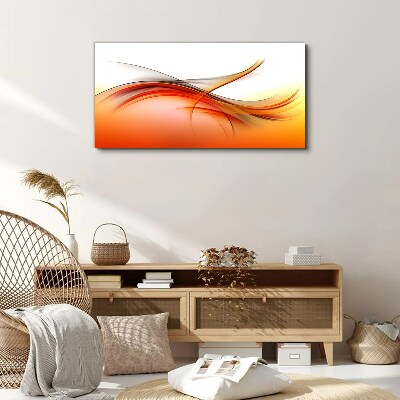 Dynamic waves in shades of orange Print on canvas