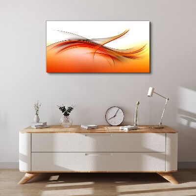Dynamic waves in shades of orange Print on canvas