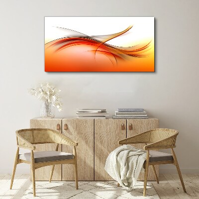 Dynamic waves in shades of orange Print on canvas