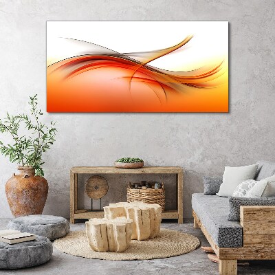 Dynamic waves in shades of orange Print on canvas