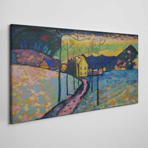 Colorful landscape with a house Canvas wall art