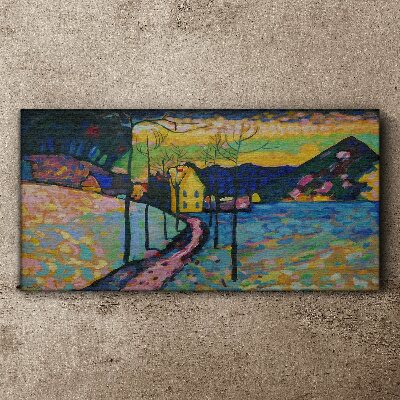 Colorful landscape with a house Canvas wall art