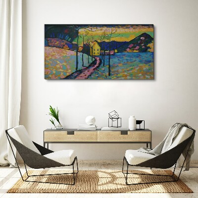 Colorful landscape with a house Canvas wall art