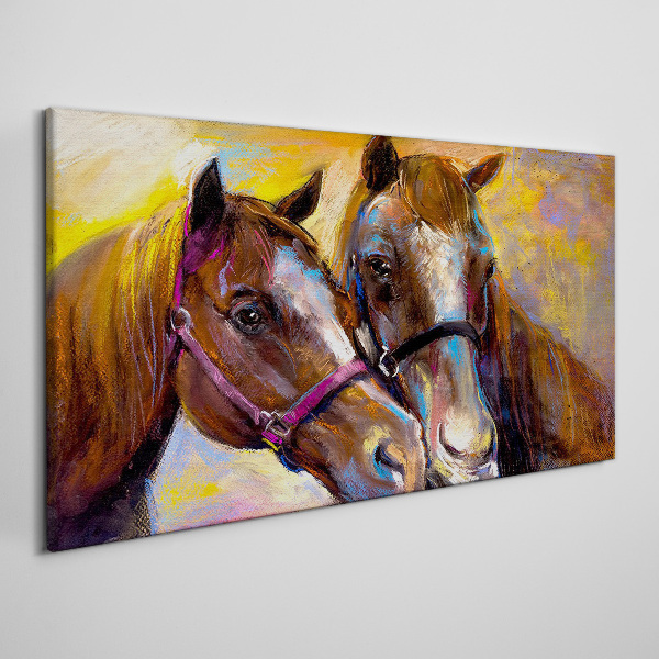 Close-up of two horses Print on canvas