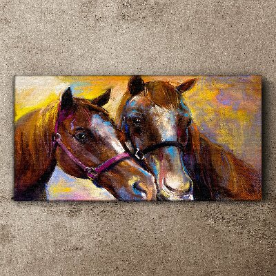 Close-up of two horses Print on canvas