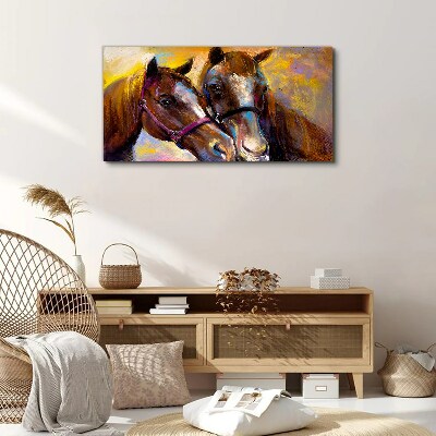 Close-up of two horses Print on canvas