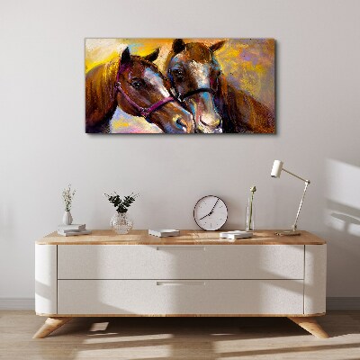 Close-up of two horses Print on canvas