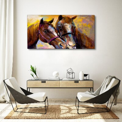 Close-up of two horses Print on canvas