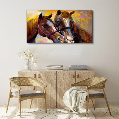 Close-up of two horses Print on canvas