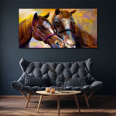 Close-up of two horses Print on canvas