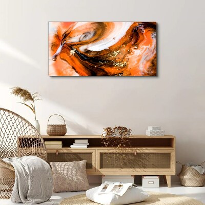 Golden swirls in orange tones Canvas wall art