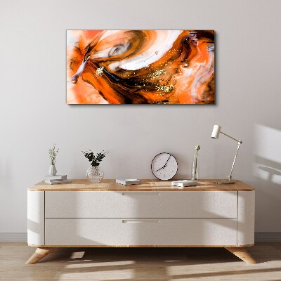Golden swirls in orange tones Canvas wall art