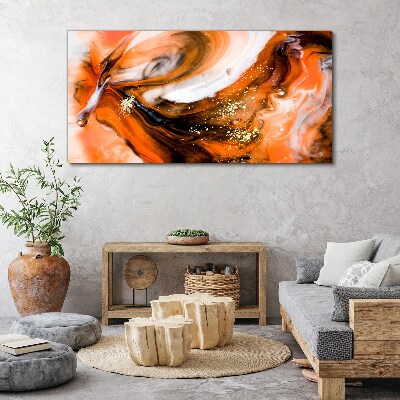 Golden swirls in orange tones Canvas wall art
