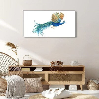 Colorful peacock in motion Print on canvas
