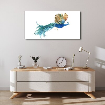 Colorful peacock in motion Print on canvas