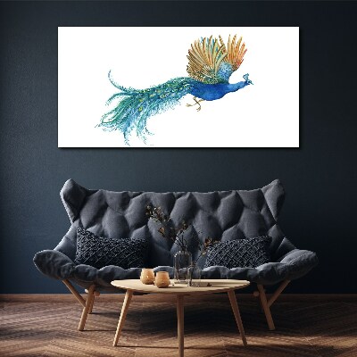 Colorful peacock in motion Print on canvas