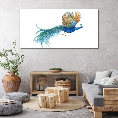 Colorful peacock in motion Print on canvas