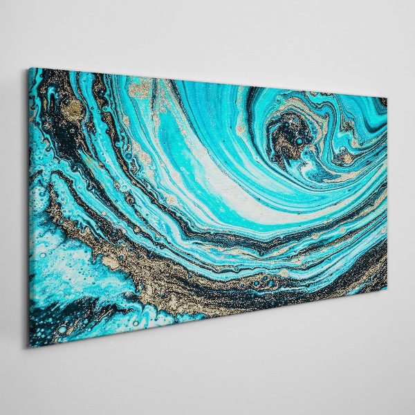 Ocean swirls in blue and gold Canvas wall art