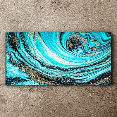 Ocean swirls in blue and gold Canvas wall art